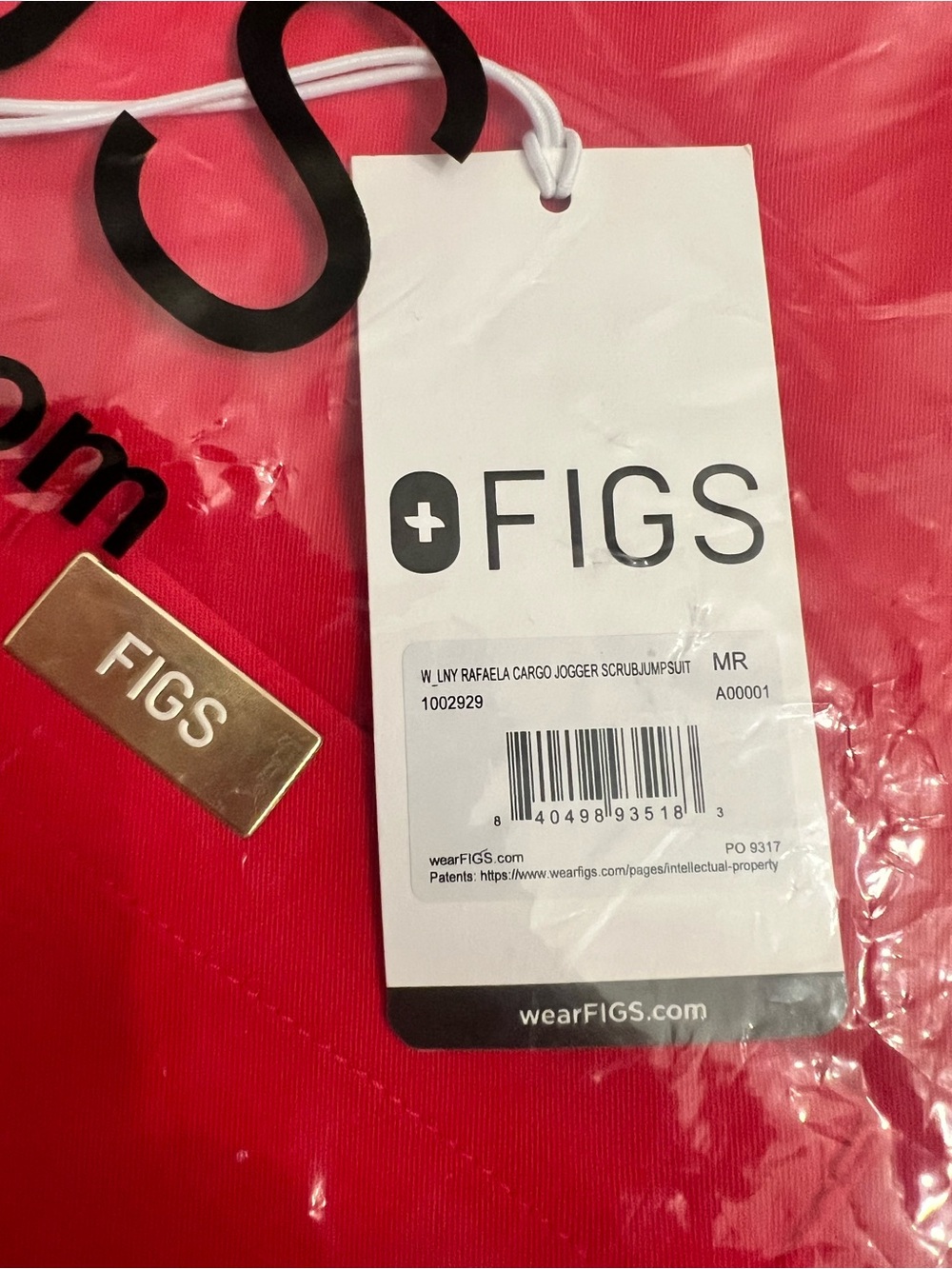 Figs Rafaela Cargo Jogger Scrub Jumpsuit - Red - Picture 5 of 5